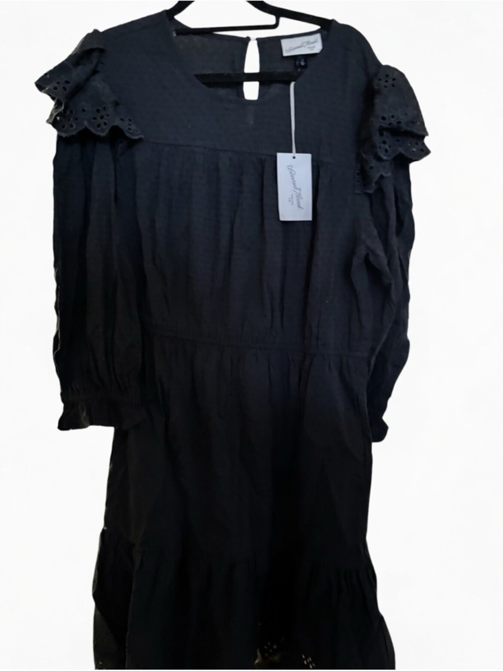 Universal Thread Black Eyelet Ruffle Midi Dress